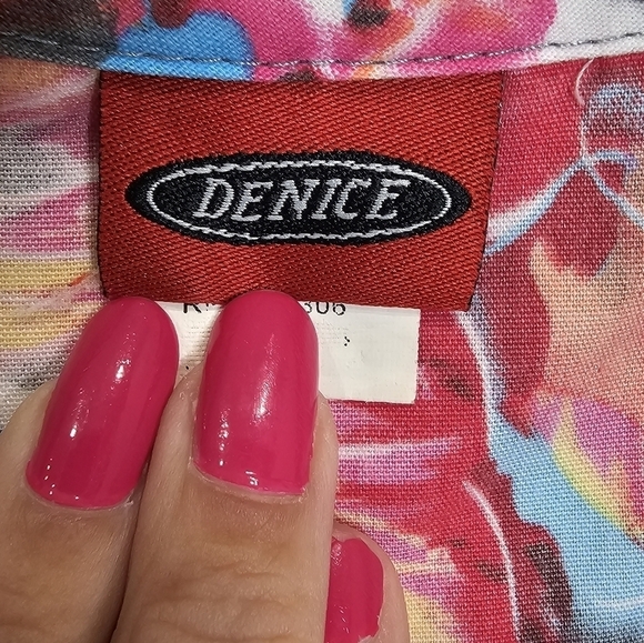 Denice Floral Scrub Top Cotton Blend Short Sleeve Two Front Pockets - Picture 4 of 6